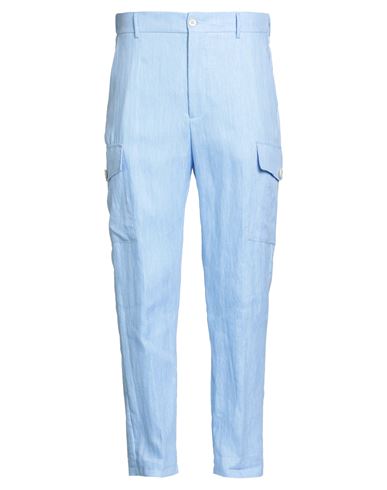Brian Dales Man Pants Light Blue Size 42 Linen, Polyamide In Blue