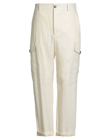 Brian Dales Man Pants Cream Size 36 Linen, Polyamide In Neutral