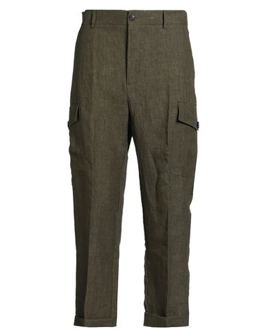Brian Dales Man Pants Military Green Size 38 Linen In Green