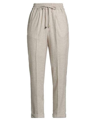 Kiton Woman Pants Beige Size 4 Wool, Silk, Elastane In Gray