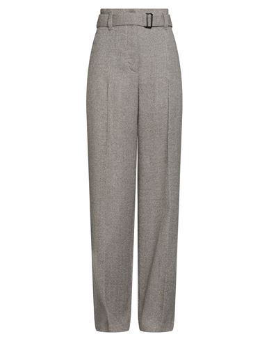Brunello Cucinelli Woman Pants Khaki Size 8 Virgin Wool, Wool, Polyamide, Elastane, Brass In Gray