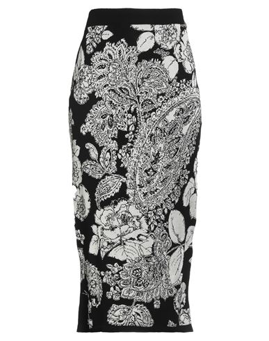 Twinset Woman Midi Skirt Black Size L Viscose, Polyester In Multi