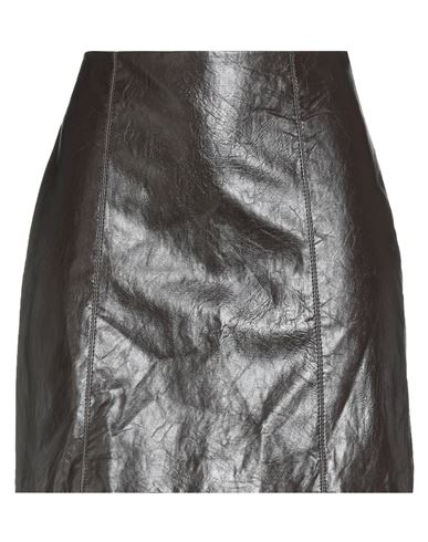 Iblues I Blues Woman Mini Skirt Chocolate Brown Size 4 Viscose, Polyester, Cotton, Metallic Fiber In Black