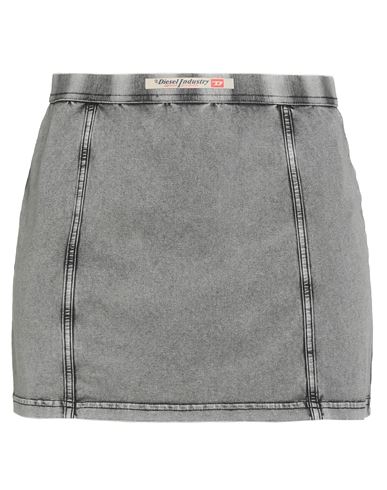Diesel Woman Mini Skirt Grey Size M Cotton, Elastane In Gray