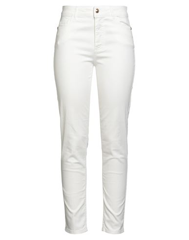 Angelo Marani Woman Jeans White Size 12 Cotton, Elastane