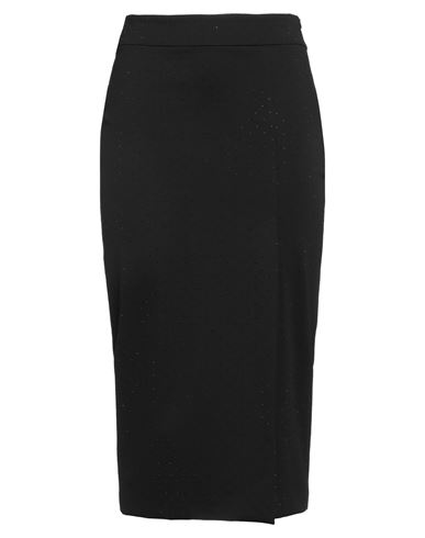 Hanita Woman Midi Skirt Black Size 10 Cotton, Nylon, Elastane