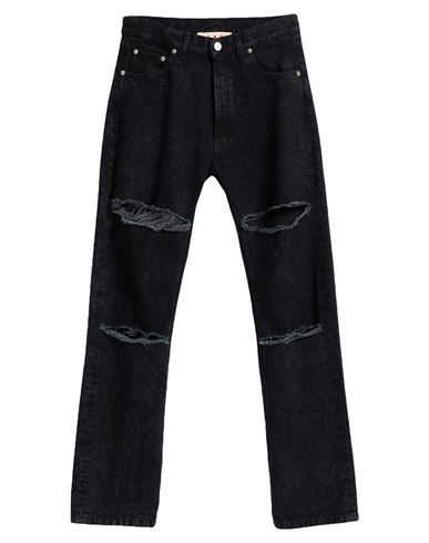 Marni Logo-patch Distressed Trousers In Black