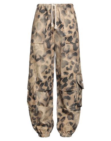 Disclaimer Woman Pants Sand Size M Cotton In Animal Print