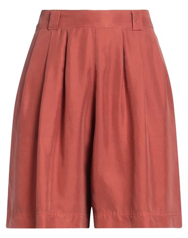 Fedeli Woman Shorts & Bermuda Shorts Rust Size 8 Silk In Red