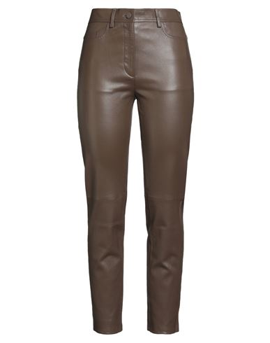 Joseph Woman Pants Khaki Size 8 Lambskin In Brown