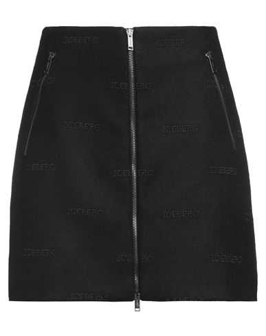 Iceberg Woman Mini Skirt Black Size 6 Wool, Polyester, Polyamide, Acrylic