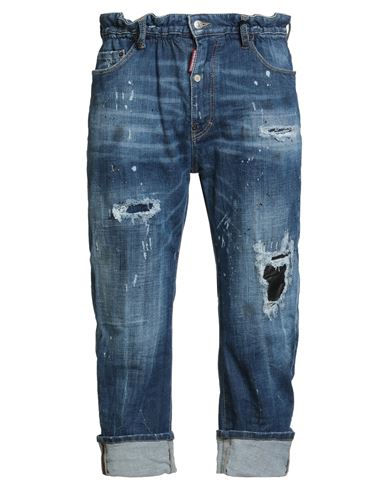 Dsquared2 Man Jeans Blue Size 40 Cotton, Polyester, Elastane, Calfskin In Blue