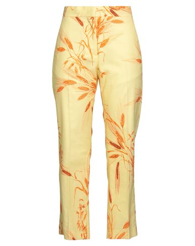 Msgm Woman Pants Pastel Yellow Size 8 Cotton, Elastane In Yellow