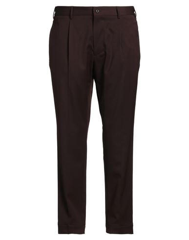 Santaniello Man Pants Chocolate Brown Size 38 Polyester, Wool, Elastane In Brown