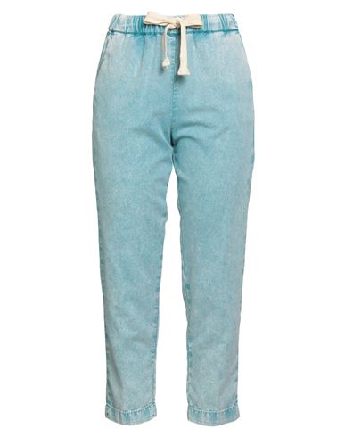 Myths Woman Pants Azure Size 6 Cotton, Linen, Elastane In Blue