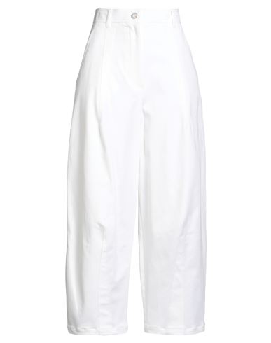Max Mara High Waist Wide Leg Trousers With Pockets In White