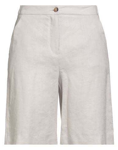 Savese Club Woman Shorts & Bermuda Shorts Light Grey Size 8 Linen In White