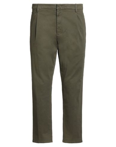 Dondup Man Pants Military Green Size 38 Cotton, Elastane In Brown