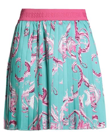 Versace Jeans Couture Woman Mini Skirt Turquoise Size 6 Polyester In Multi