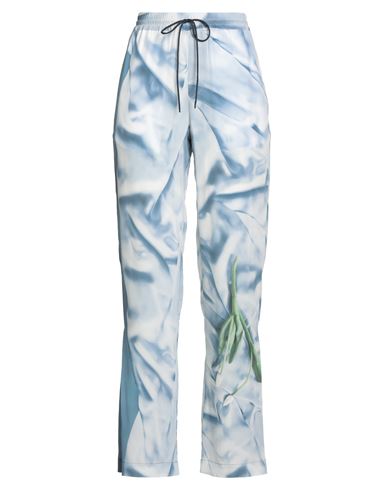 Victoria Beckham Womens Satin Flowers Ice Blue Abstract-print Two-slip-pockets Straight-leg Mid-rise Silk Trousers In Blue