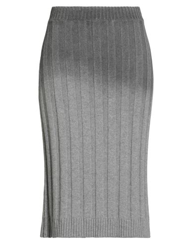 Fabiana Filippi Woman Midi Skirt Grey Size 12 Merino Wool, Silk, Cashmere, Ecobrass In Gray