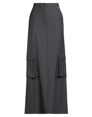 Erika Cavallini Woman Maxi Skirt Charcoal Size 8 Virgin Wool In Gray