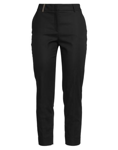 Peserico Woman Pants Black Size 16 Cotton, Viscose, Elastane In Black