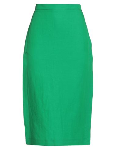 Suoli Woman Midi Skirt Green Size 6 Linen, Lyocell, Cotton