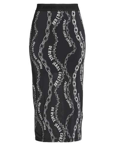 Versace Jeans Couture Woman Midi Skirt Black Size 12 Viscose, Elastane In Black