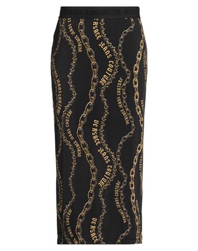 Versace Jeans Couture Woman Midi Skirt Black Size 12 Viscose, Elastane In Black