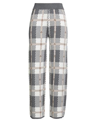 Mateha Woman Pants Grey Size S Viscose, Polyester, Metallic Polyester, Polyamide In Gray