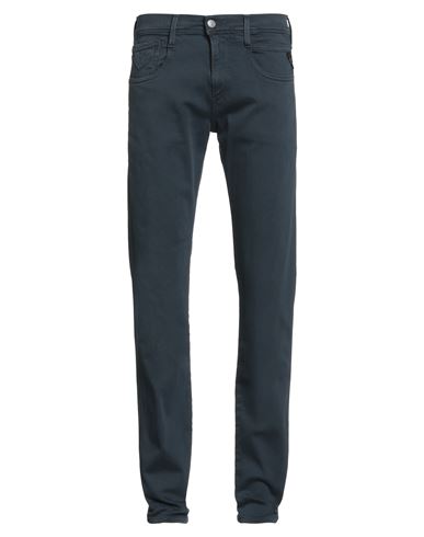 Replay Hyperflex Man Pants Navy Size 29w-32l Cotton, Elastomultiester, Elastane In Blue