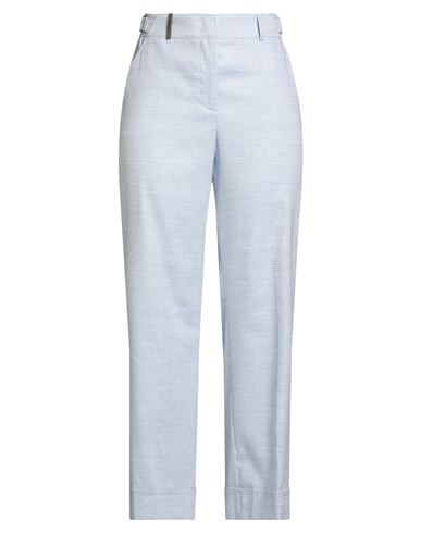 Peserico Woman Pants Light Blue Size 12 Linen, Virgin Wool