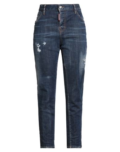 Dsquared2 Woman Jeans Blue Size 8 Cotton, Elastane, Cow Leather In Blue