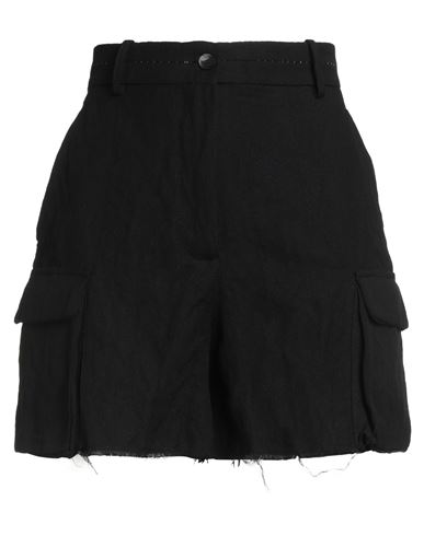 Masnada Woman Shorts & Bermuda Shorts Black Size 4 Cotton, Wool, Metal In Black