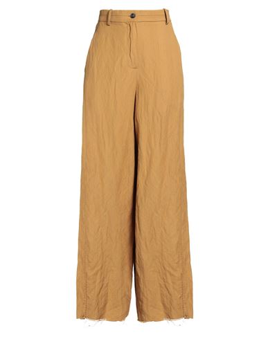 Masnada Woman Pants Mustard Size 4 Cotton, Wool, Metal In Green