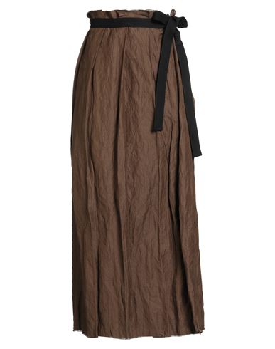 Masnada Woman Maxi Skirt Khaki Size Onesize Cotton, Wool, Metal In Sand