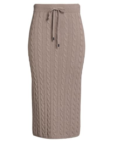Peserico Woman Midi Skirt Khaki Size 12 Virgin Wool, Silk, Viscose, Cashmere, Polyester In Neutral