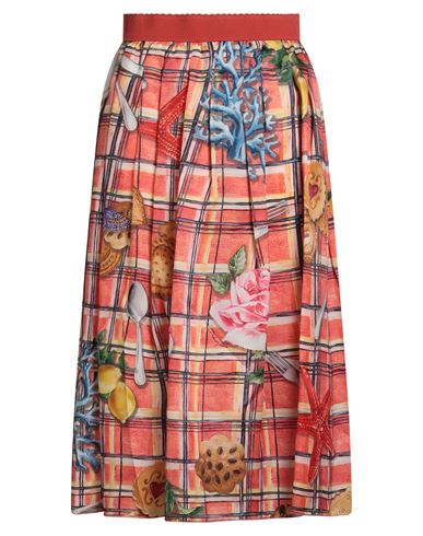 Dolce & Gabbana Woman Midi Skirt Coral Size 12 Silk In Red
