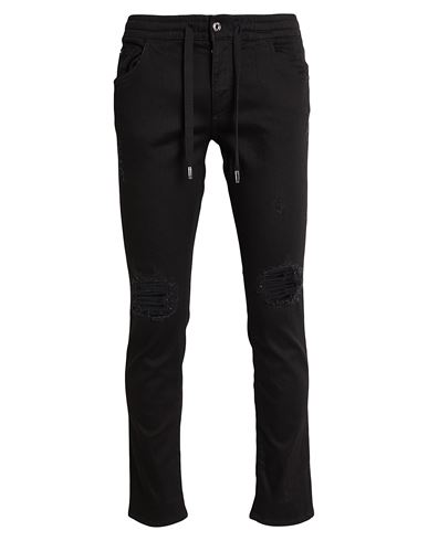 Dolce & Gabbana Man Jeans Black Size 44 Cotton, Polyester, Elastane, Calfskin In Black