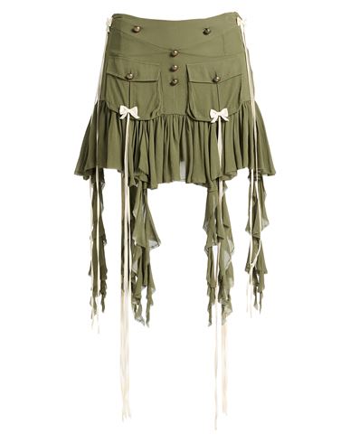 Aniye Records Woman Mini Skirt Military Green Size 8 Viscose, Cotton