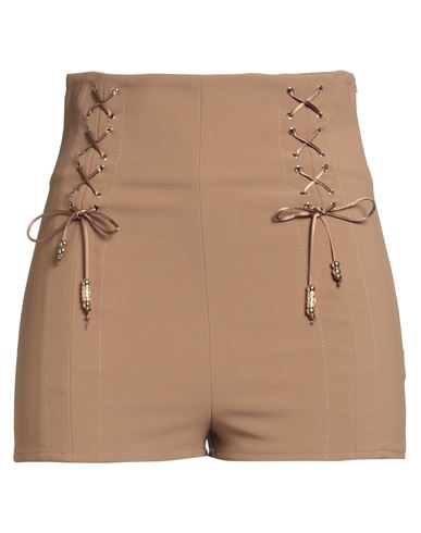 Elisabetta Franchi Woman Shorts & Bermuda Shorts Camel Size 8 Polyester, Elastane In Brown