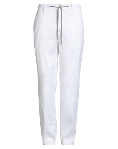 Baldessarini Man Pants White Size 36w-32l Linen, Cotton, Elastane In White