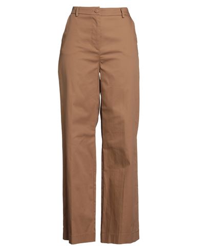 Kontatto Woman Pants Camel Size L Cotton, Elastane In Brown