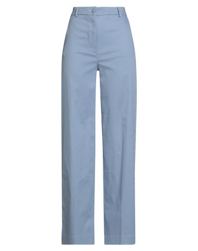 Kontatto Woman Pants Light Blue Size S Cotton, Elastane In Blue