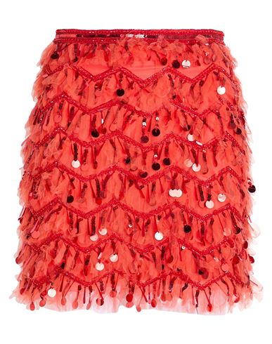 Elisabetta Franchi Woman Mini Skirt Coral Size 4 Polyamide, Plastic, Glass In Pink