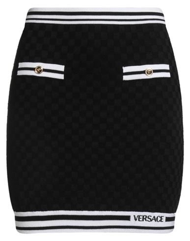 Versace Woman Mini Skirt Black Size 10 Cotton, Viscose In Black