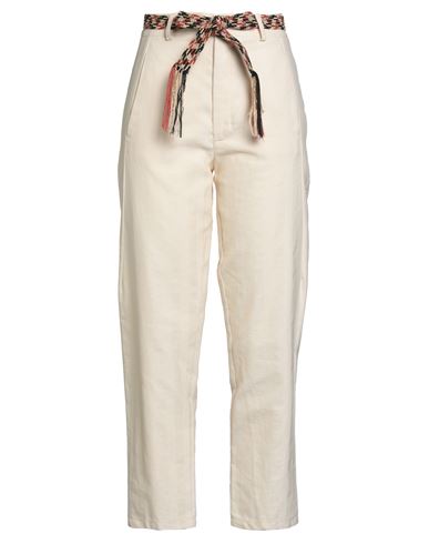 Rebel Queen By Liu •jo Woman Pants Cream Size 6 Cotton, Linen In Neutral