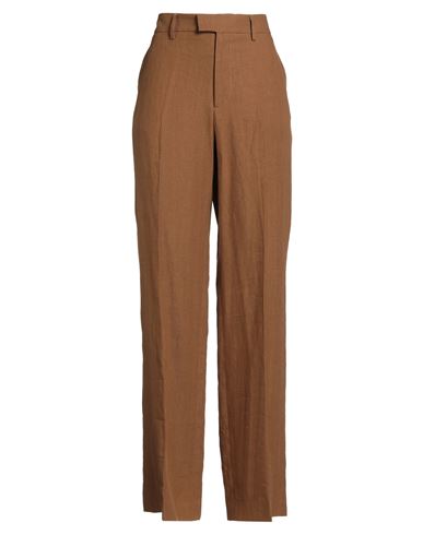 Berwich Woman Pants Camel Size 8 Linen In Brown