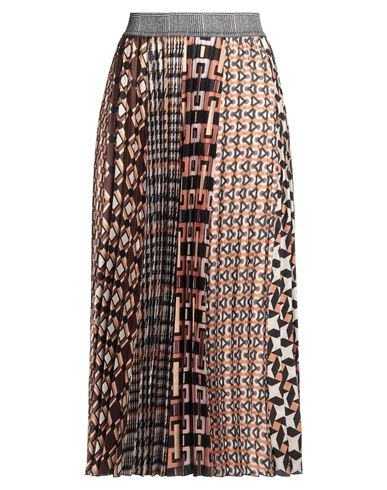 The Abito Milano Woman Midi Skirt Rust Size 4 Polyester In Red